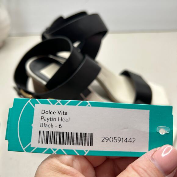 New Dolce Vita Paytin Leather Strappy Sandals Black Women 6 NWOB Block Heel - Picture 11 of 11